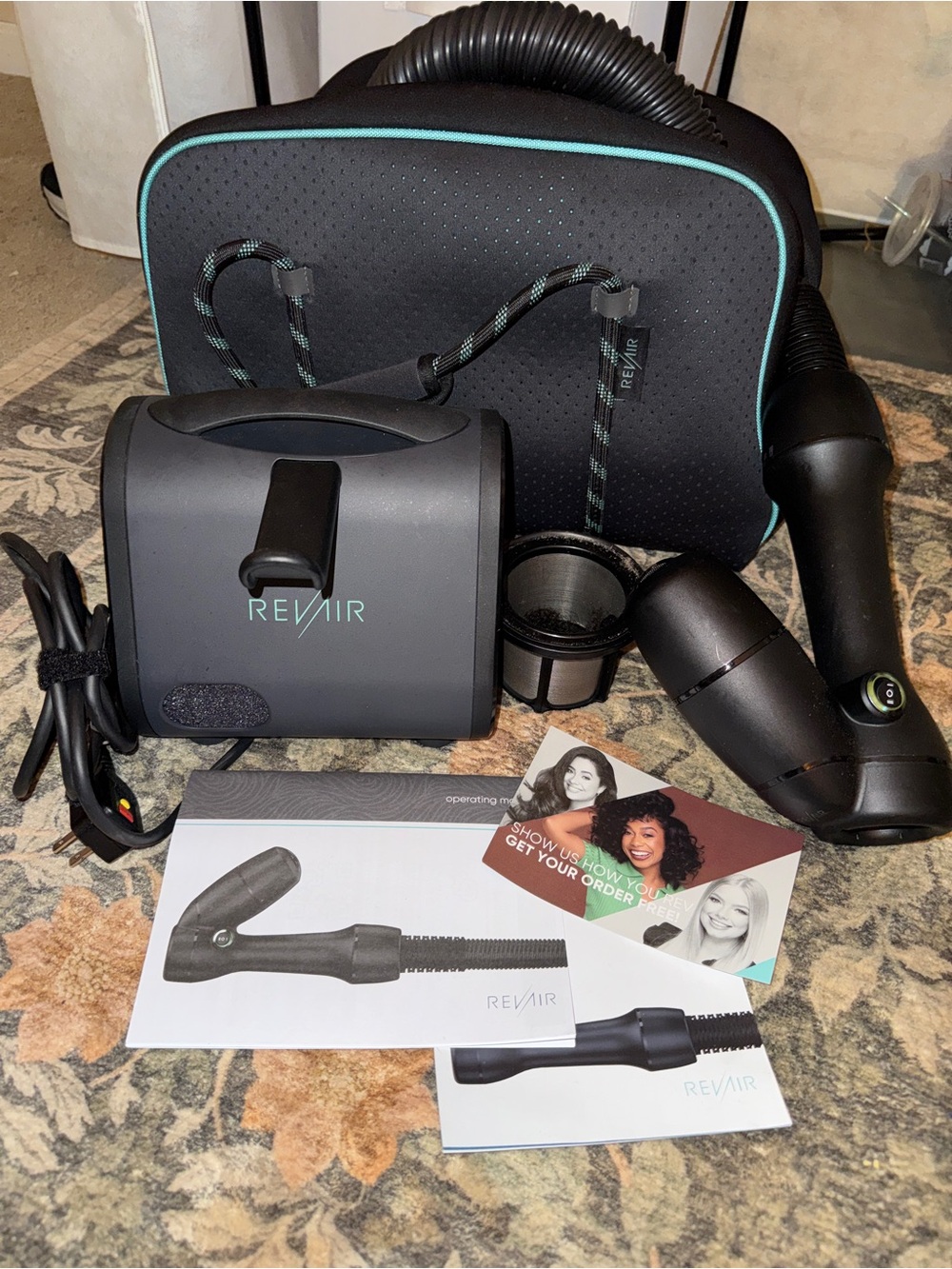 RevAir Black Hair Dryer System with Travel Case and Attachments